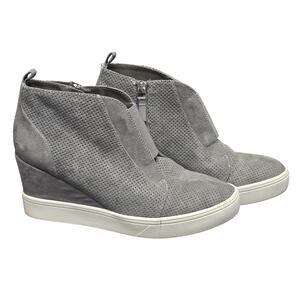 Mia Faux Suede Gray Wedge Side Zip High Top Sneakers High Heel Shoes